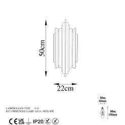 Applique design argent, structure graphique H. 50 cm SFAX