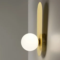 Applique globe en verre avec support doré, style design MESA