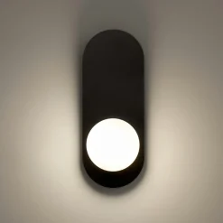 Applique globe en verre avec support noir, style design MESA