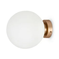 Applique globe verre dépoli - blanc & or, 20 cm DELTONA