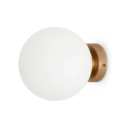 Applique globe verre dépoli - blanc & or, 18 cm DELTONA