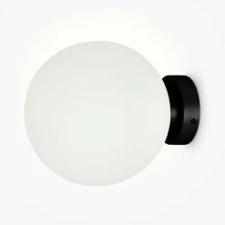 Applique globe verre dépoli - noir & blanc, 20 cm DELTONA