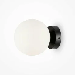 Applique globe verre dépoli - noir & blanc, 15 cm DELTONA