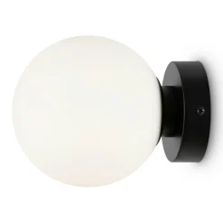 Applique globe verre dépoli - noir & blanc, 15 cm DELTONA