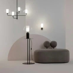 Applique murale blanche rétro – dôme verre & opalin WINDER