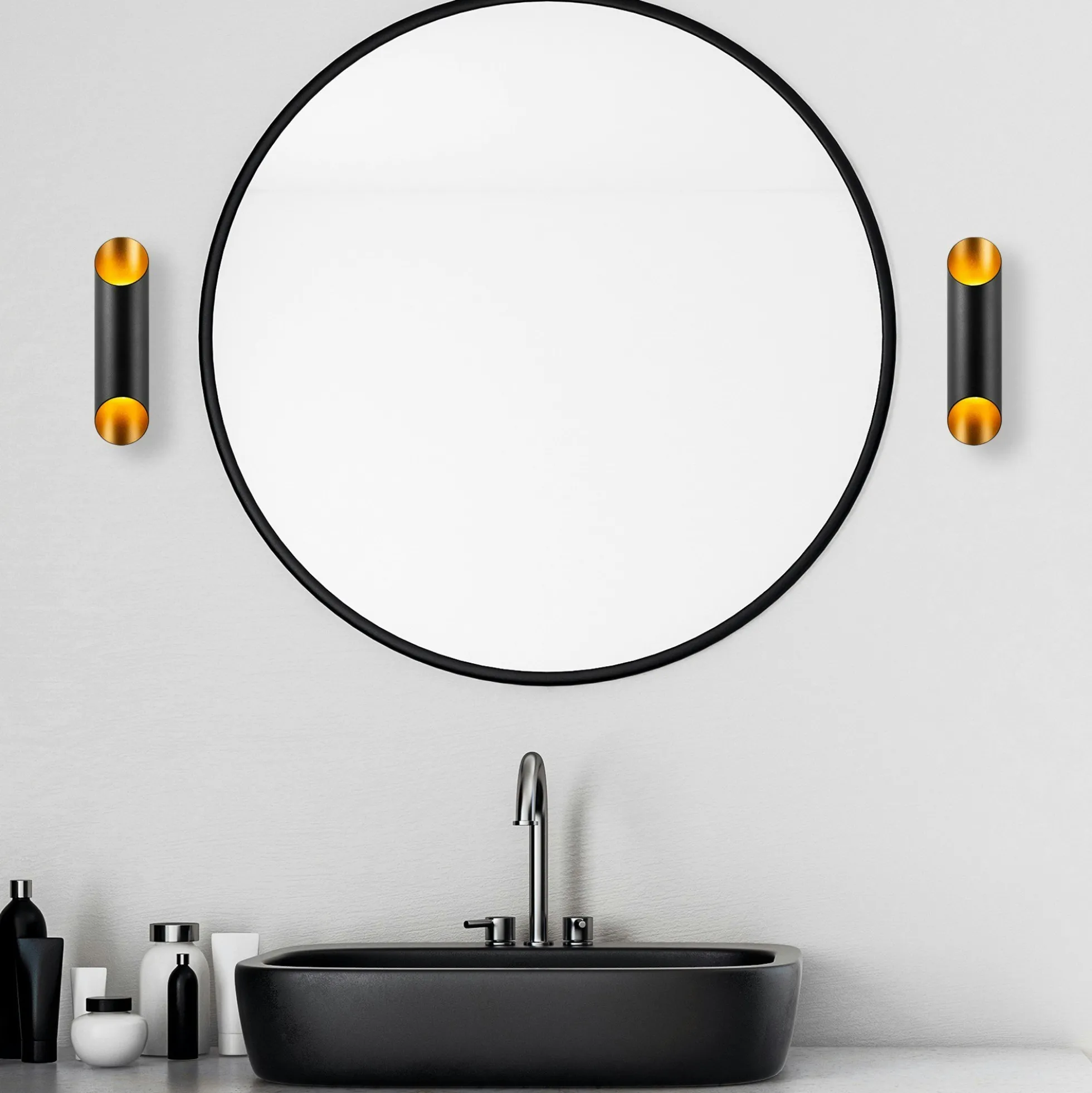 Applique murale design noire, abat-jour cylindrique SINOP
