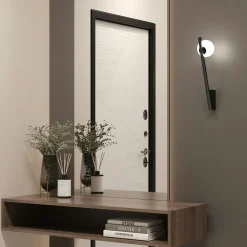 Applique murale design noire – torche & globe verre MESA