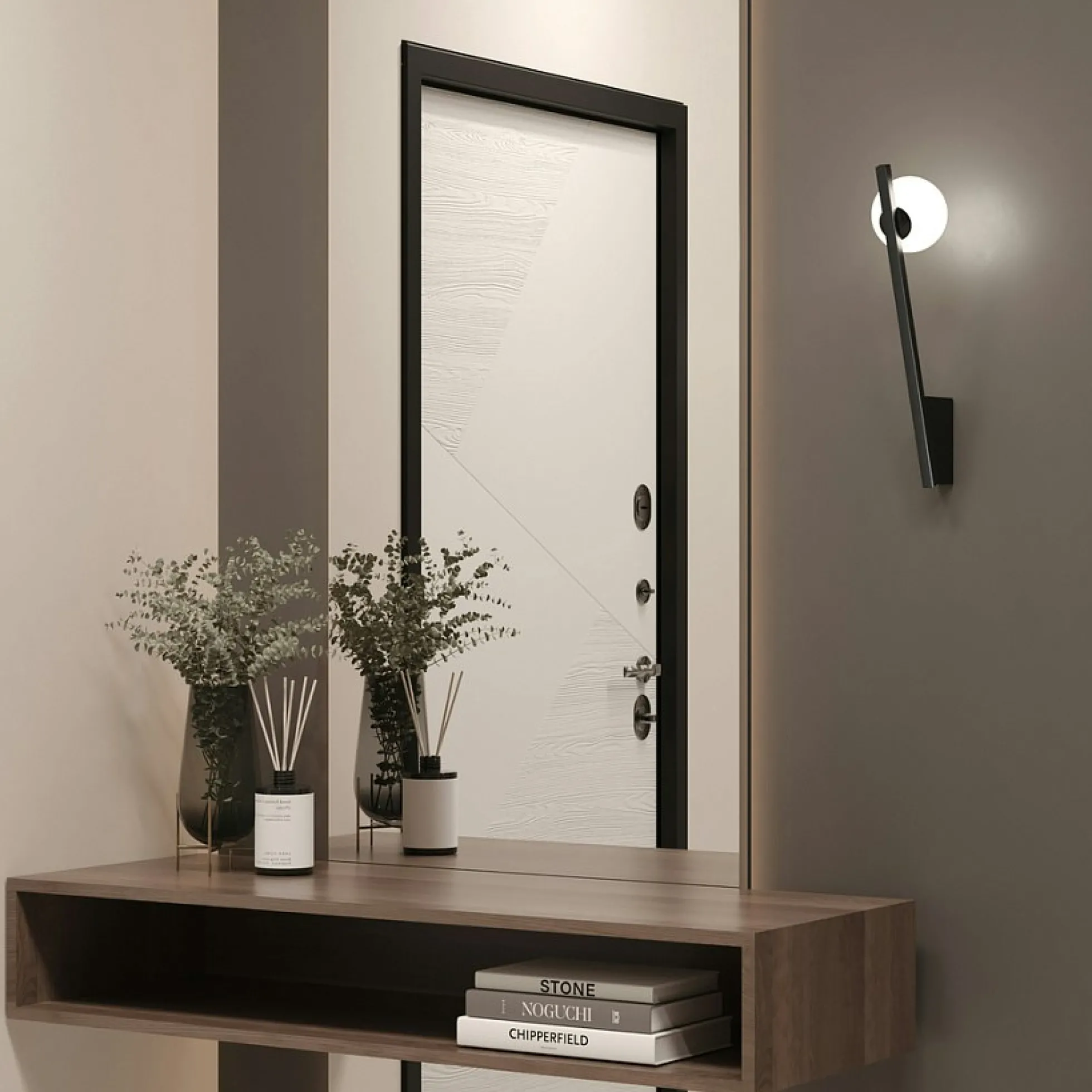 Applique murale design noire – torche & globe verre MESA