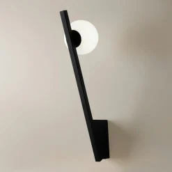 Applique murale design noire – torche & globe verre MESA