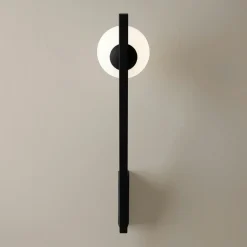 Applique murale design noire – torche & globe verre MESA