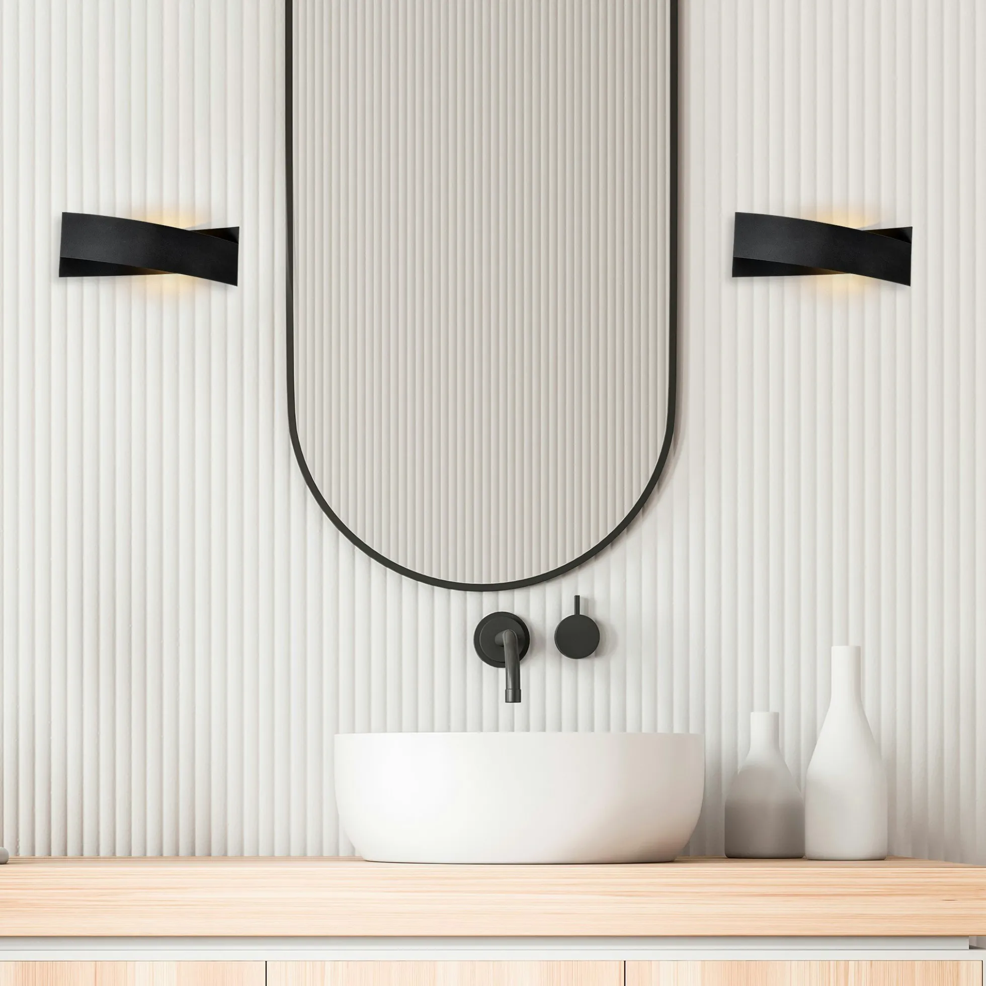 Applique murale design noire, nœud stylisé 35 cm SFAX