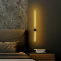 Applique murale LED design, 1 tige noire verticale VIESTE