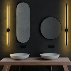 Applique murale LED design, 1 tige noire verticale VIESTE