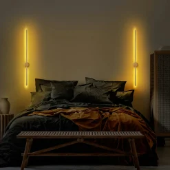 Applique murale LED design, 1 tige dorée verticale VIESTE