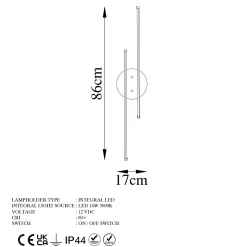 Applique murale LED design, 2 tiges dorées 86 cm VIESTE