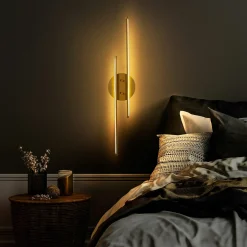 Applique murale LED design, 2 tiges dorées 86 cm VIESTE
