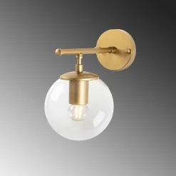 Applique murale moderne dorée, globe verre sur tige SIERRE