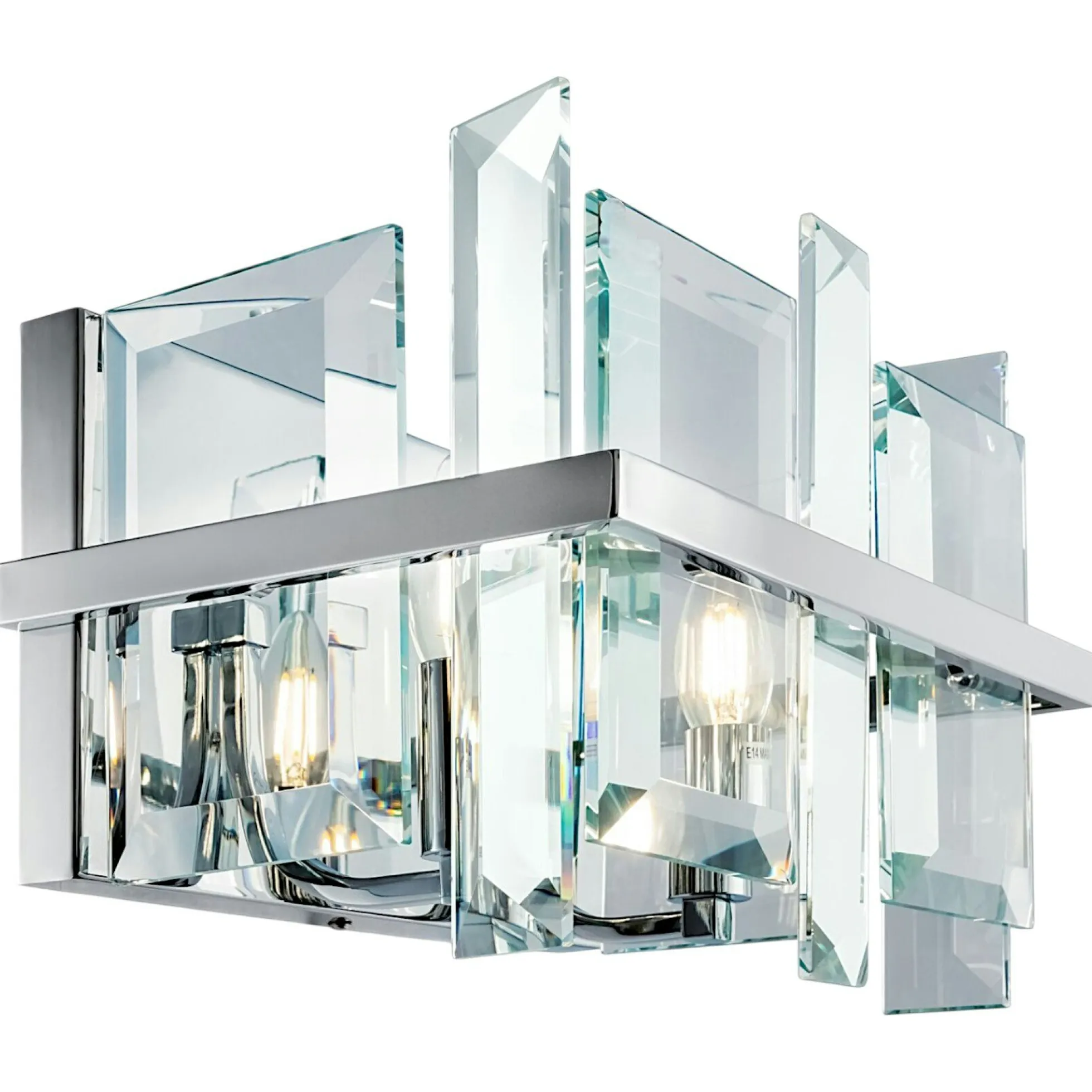 Applique murale moderne en verre forme cube 2 ampoules MODENE