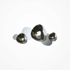 Applique murale moderne, galets argent brillants et mats ELY