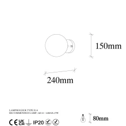 Applique murale moderne, globe blanc socle doré SIERRE