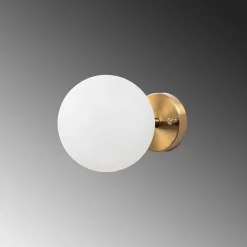 Applique murale moderne, globe blanc socle doré SIERRE