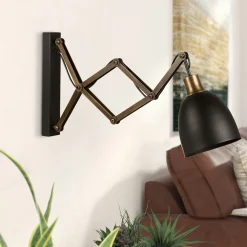 Applique murale vintage noire, accordéon métal vieilli SILE