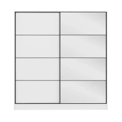 Armoire blanche 2 portes coulissantes, 1 miroir BYRON