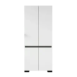 Armoire blanche 2 portes détail gris, 5 étagères BYRON