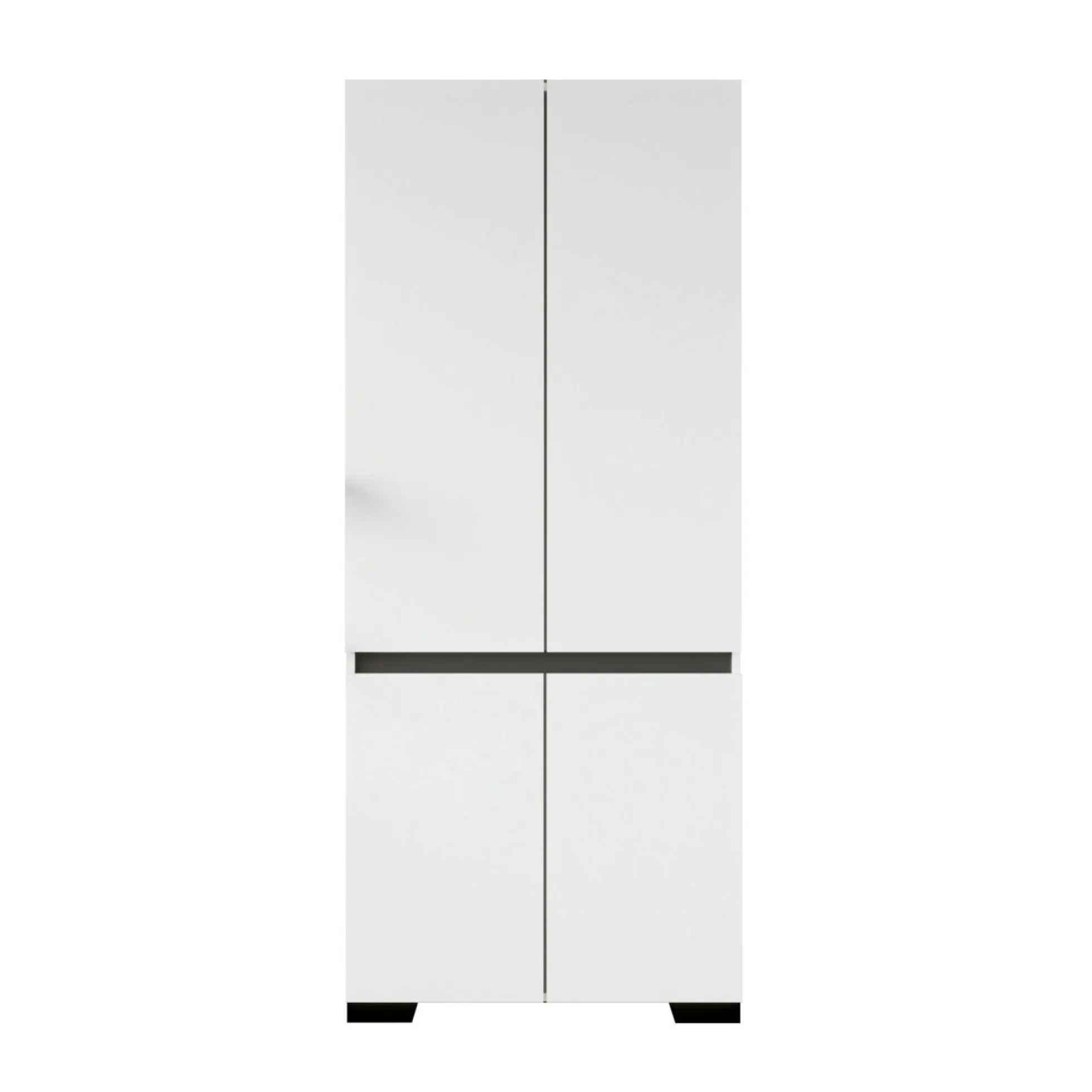 Armoire blanche 2 portes détail gris, 5 étagères BYRON