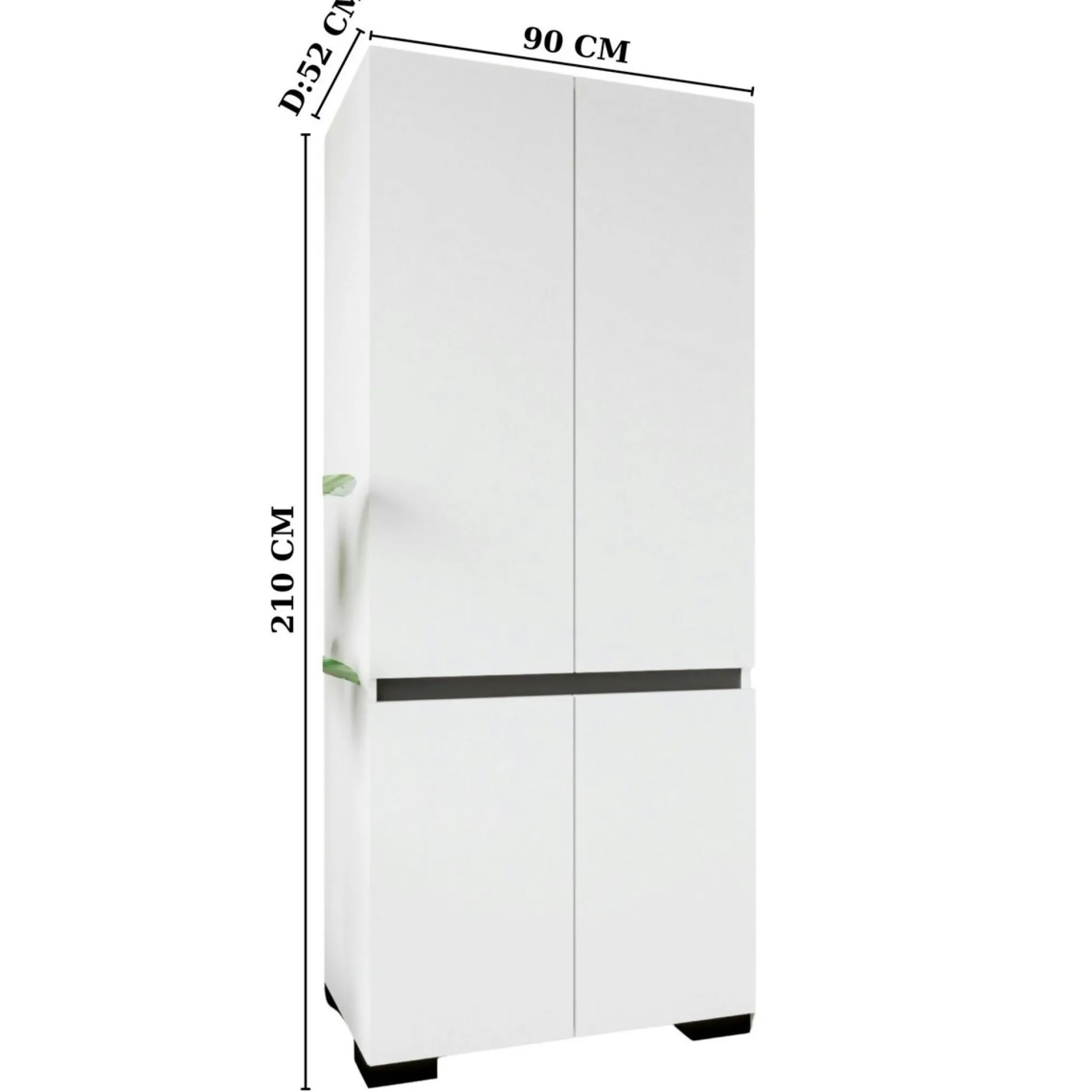 Armoire blanche 2 portes détail gris, 5 étagères BYRON