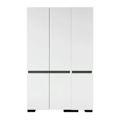 Armoire blanche 3 portes détail gris 10 étagères BYRON