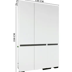 Armoire blanche 3 portes détail gris 10 étagères BYRON