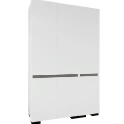 Armoire blanche 3 portes détail gris 10 étagères BYRON