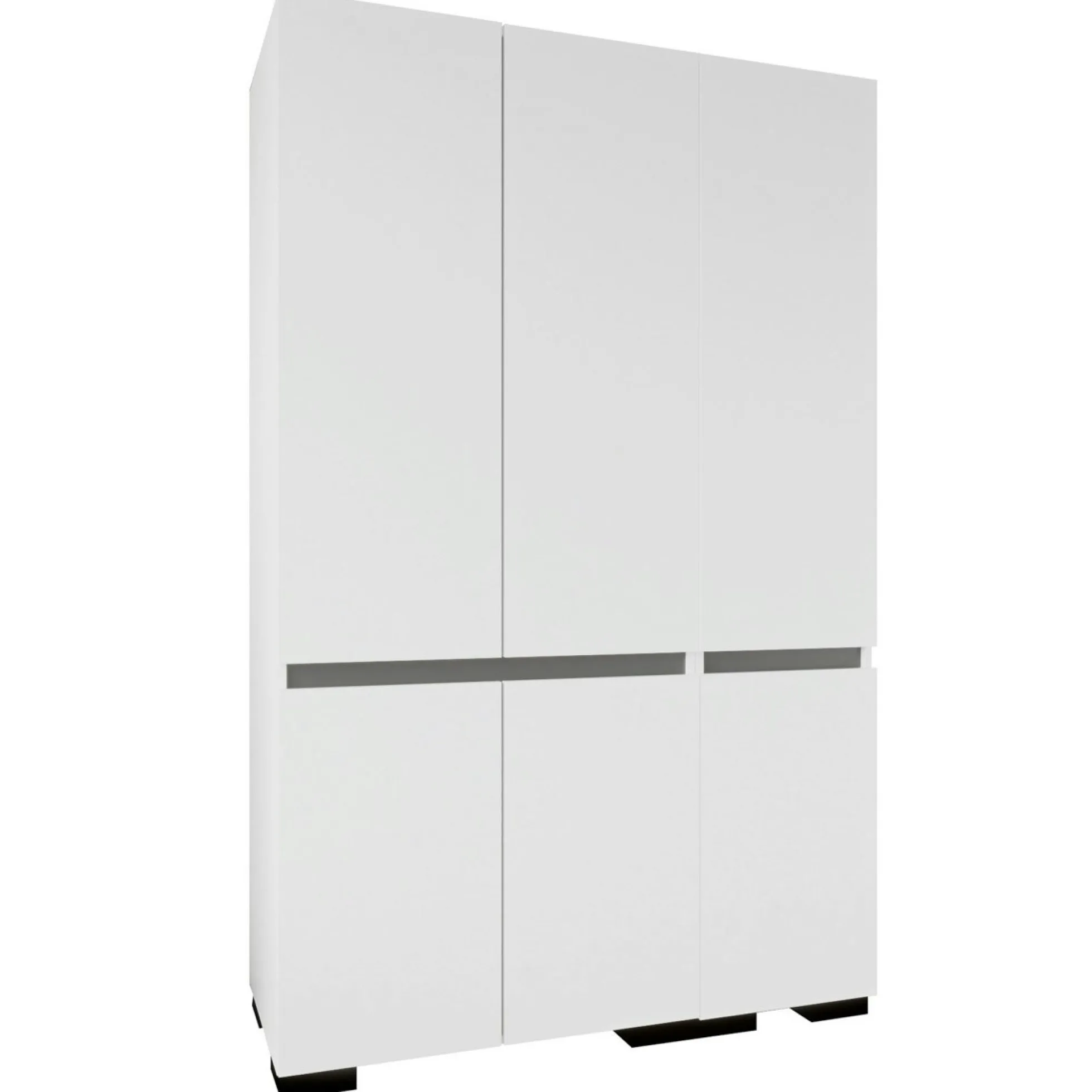 Armoire blanche 3 portes détail gris 10 étagères BYRON