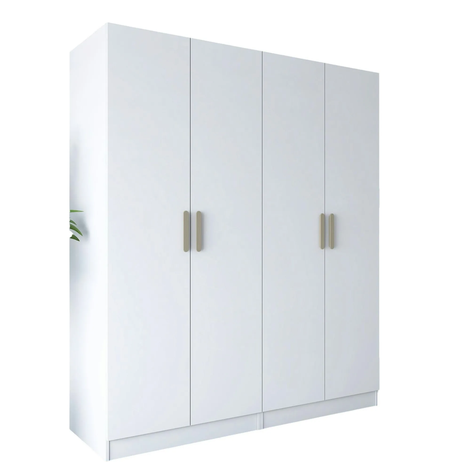 Armoire blanche 4 portes à poignées verticales BYRON