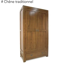 Armoire bois d'hévéa avec penderie HELENA