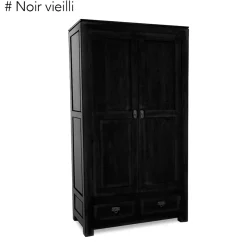 Armoire bois d'hévéa avec penderie HELENA