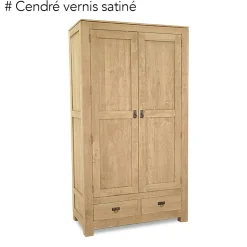 Armoire bois d'hévéa avec penderie HELENA