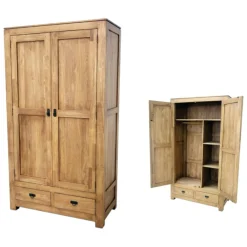 Armoire bois d'hévéa avec penderie HELENA