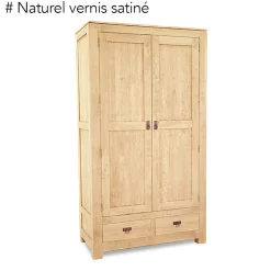 Armoire bois d'hévéa avec penderie HELENA