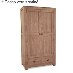 Armoire bois d'hévéa avec penderie HELENA