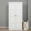 Armoire de chambre blanche 2 portes à cadres MARFA