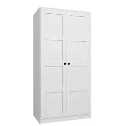 Armoire de chambre blanche 2 portes à cadres MARFA