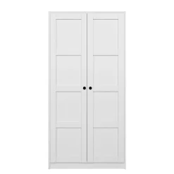 Armoire de chambre blanche 2 portes à cadres MARFA
