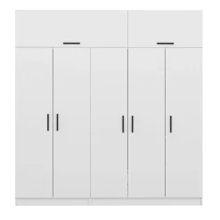 Armoire dressing blanche 7 portes vitrées 5 portants BYRON