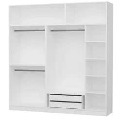 Armoire dressing blanche 7 portes vitrées 5 portants BYRON