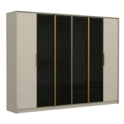 Armoire dressing blanc 4 portes verre H 210 cm BYRON