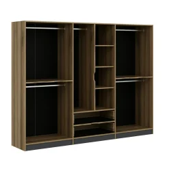 Armoire dressing chambre effet bois & gris 277 cm BYRON