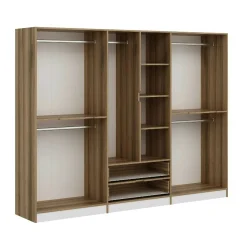 Armoire dressing chambre effet bois & blanc 277 cm BYRON