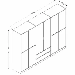 Armoire dressing chambre effet bois & blanc 277 cm BYRON